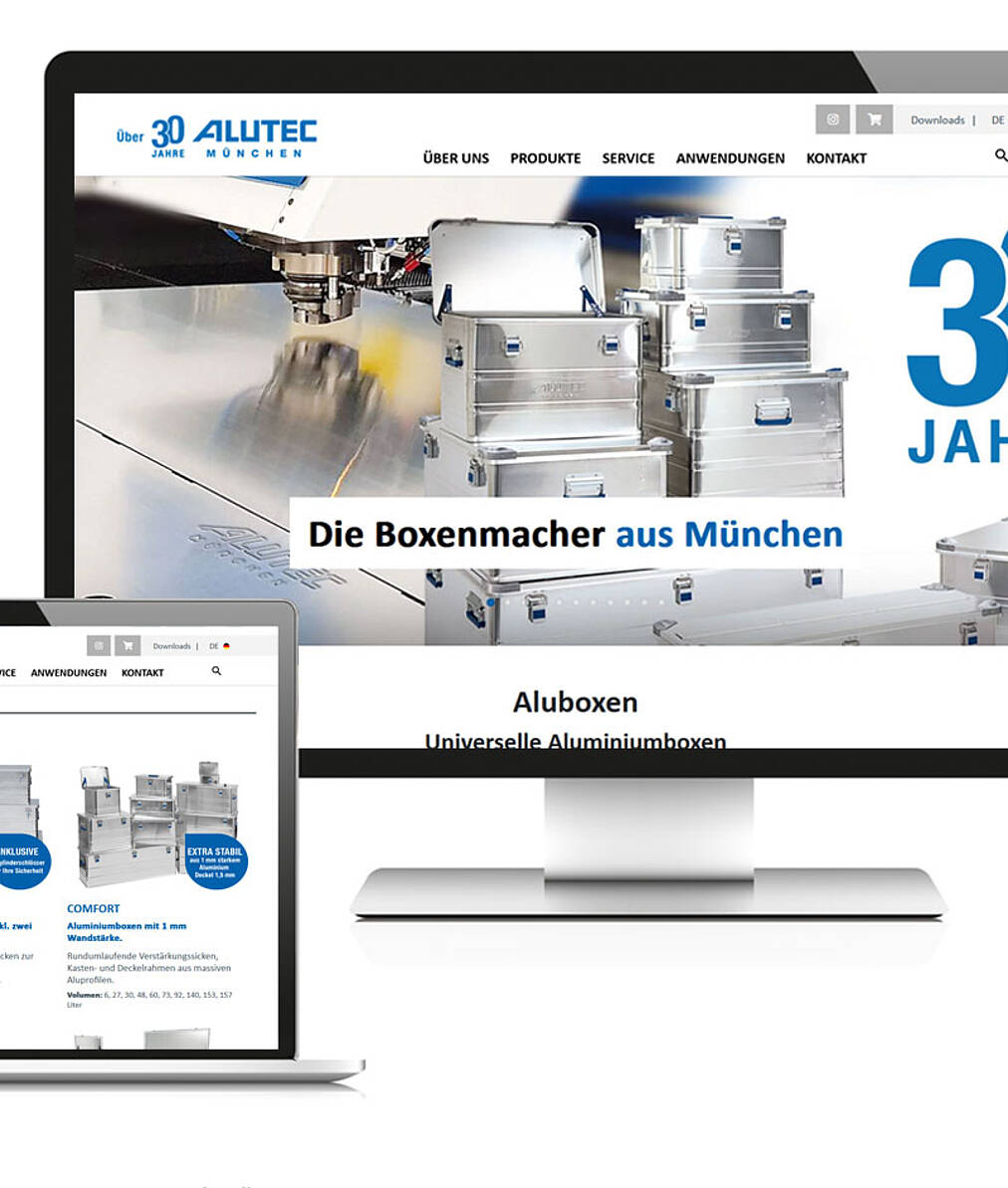 Beispiel Webdesign Handel und Dienstleistung Alutec Homepage