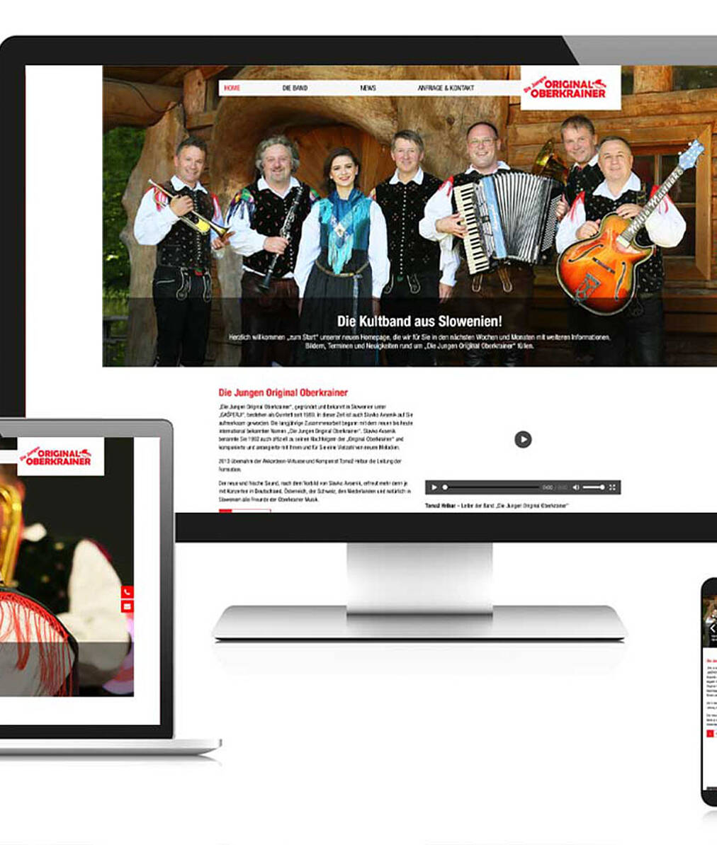 Beispiel Webdesign Musikbranche Oberkrainer Homepage