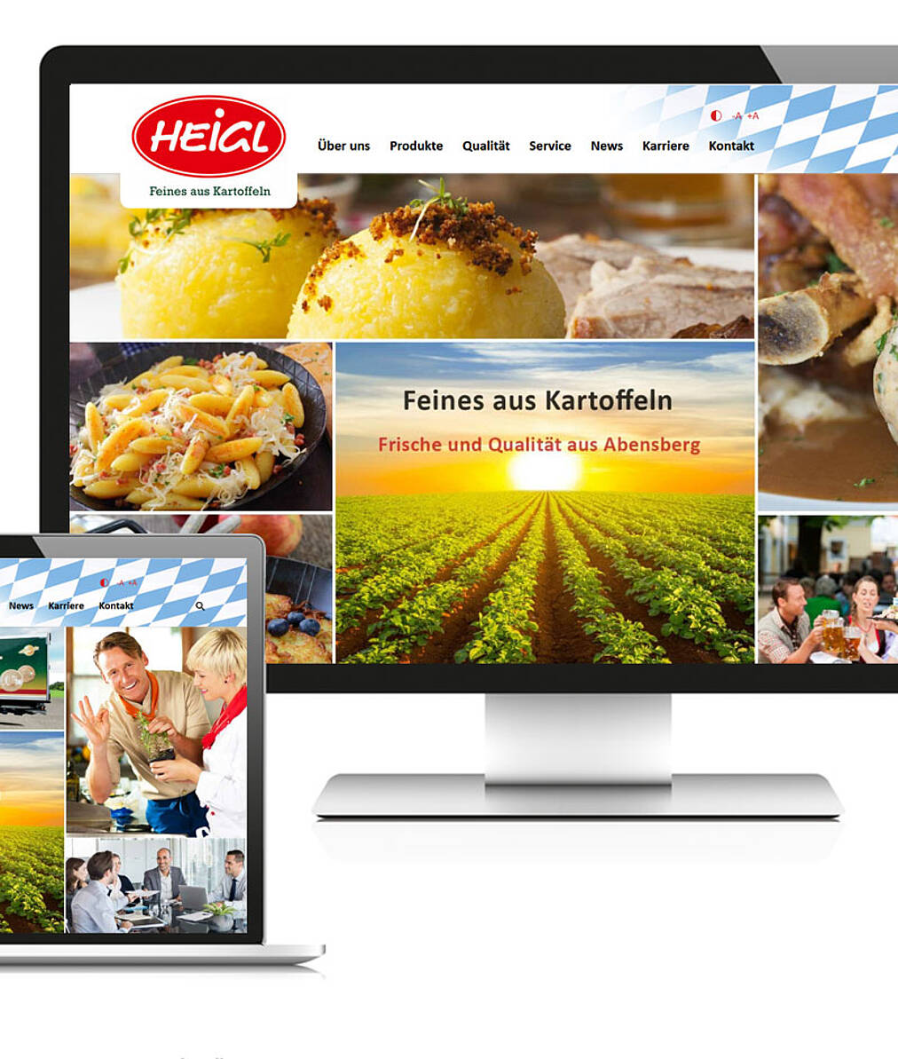 Beispiel Webdesign Lebensmittelindustrie Heigl Homepage